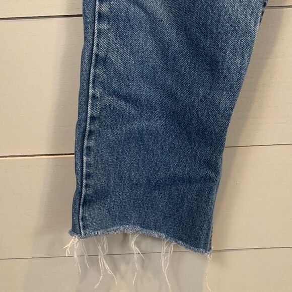 Vintage Levis 505 cut off raw hem straight leg denim jeans size 9 jr - Picture 5 of 13